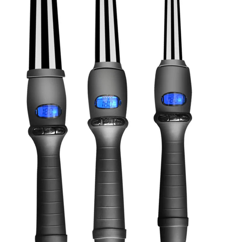 LCD Conical Curling Iron Ceramic Glaze Hair Curler
