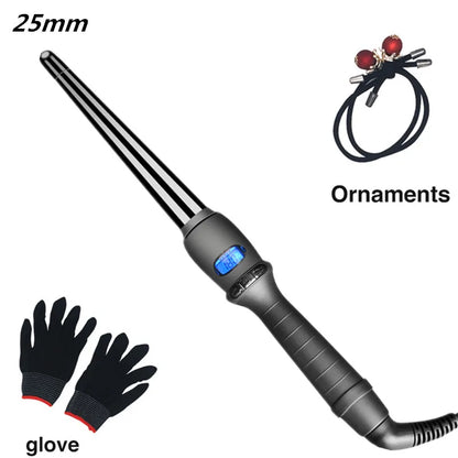 LCD Conical Curling Iron Ceramic Glaze Hair Curler