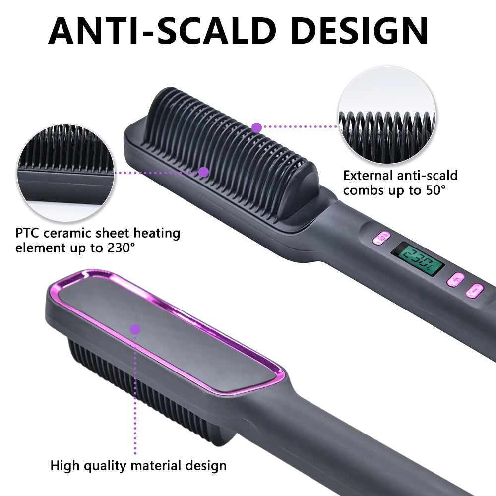 Electric Hot Comb Straightener Brush