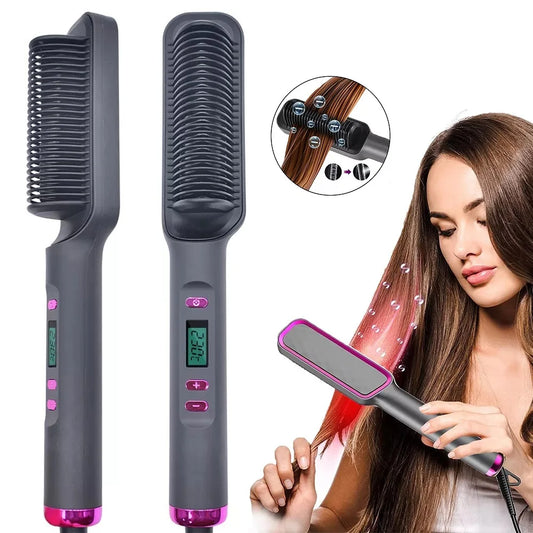 Electric Hot Comb Straightener Brush