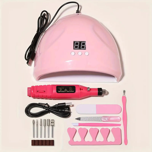 USB Electric Nail Drill & UV LED Lamp Manicure Kit