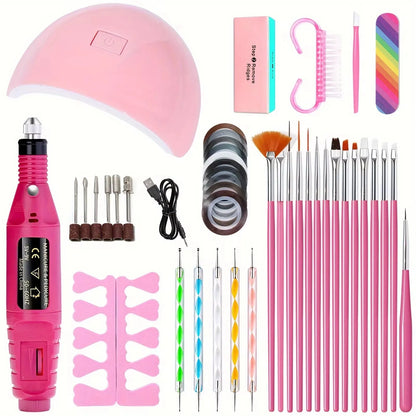 USB Electric Nail Drill & UV LED Lamp Manicure Kit