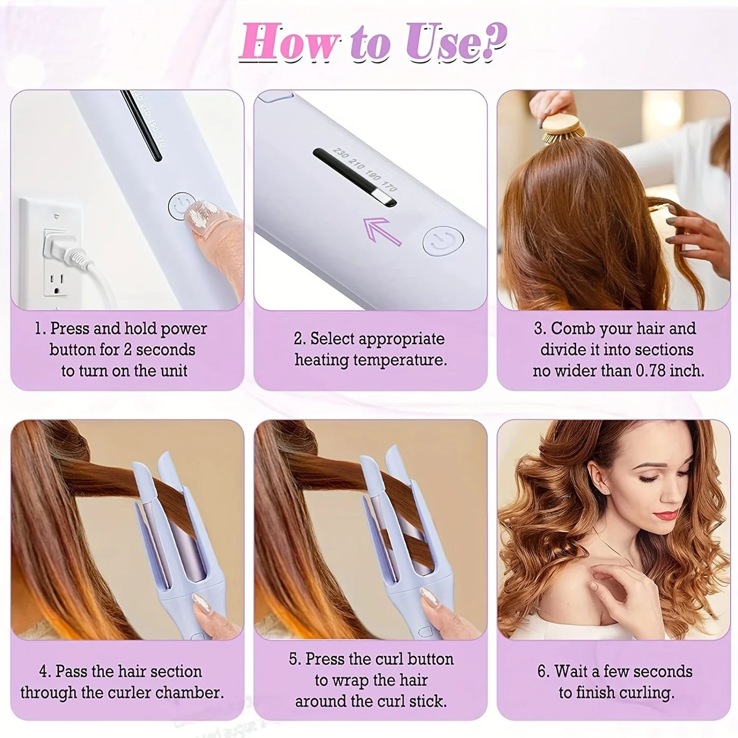 32MM Automatic Hair Curler Rotating Ceramic Curling Wand Professional Iron