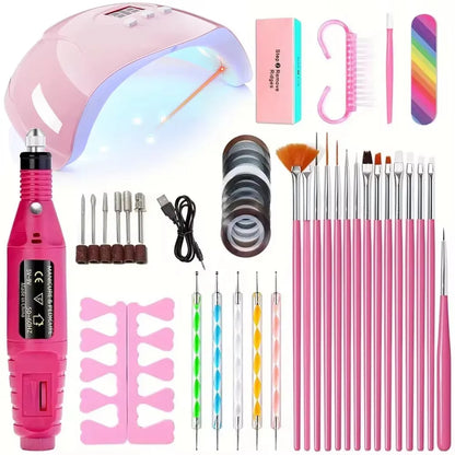 USB Electric Nail Drill & UV LED Lamp Manicure Kit